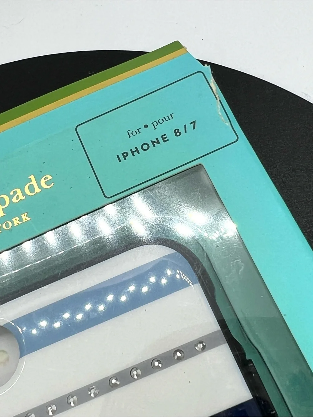 Kate Spade iPhone 8/7 Striped Jeweled Case NWT + Sunglasses Case Bundle